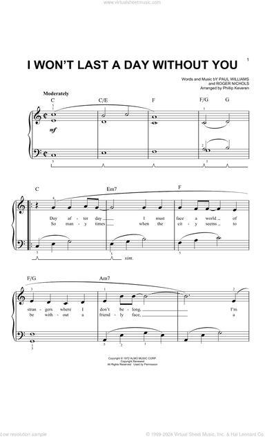 I Won't Last A Day Without You (arr. Phillip Keveren)