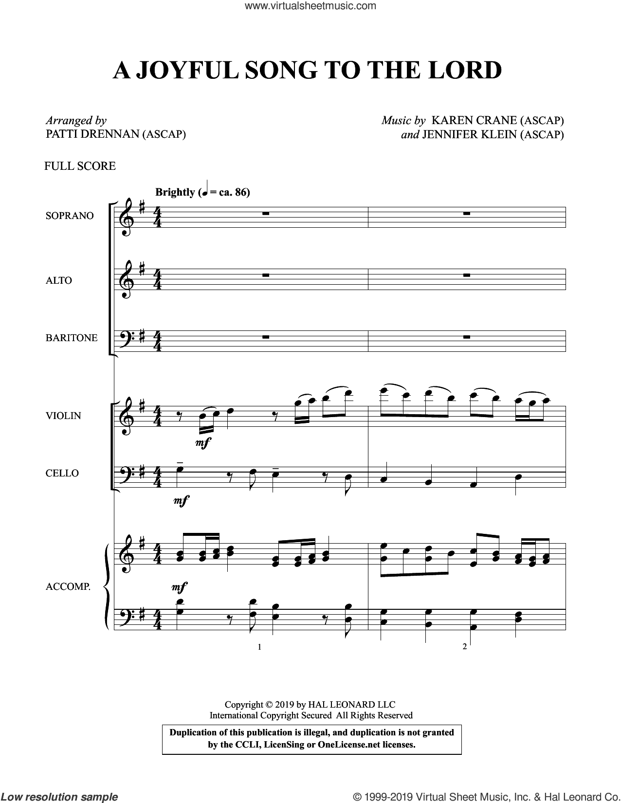A Joyful Song to the Lord (arr. Patti Drennan)