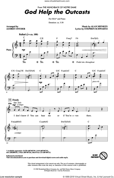 God Help The Outcasts (from The Hunchback Of Notre Dame) (arr. Audrey Snyder)