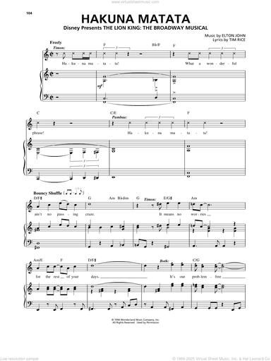 Hakuna Matata (from The Lion King: Broadway Musical)