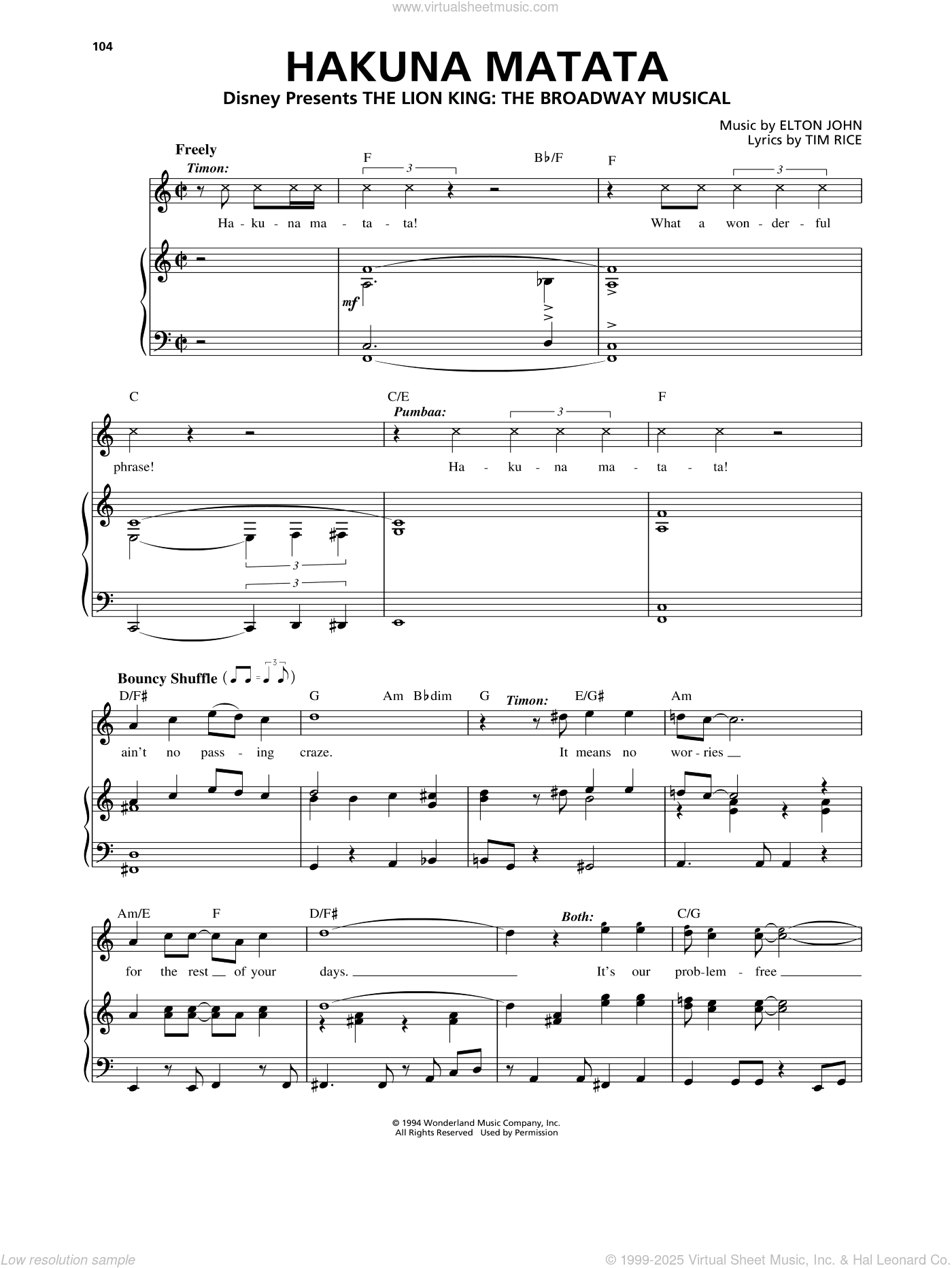 Hakuna Matata (from The Lion King: Broadway Musical)
