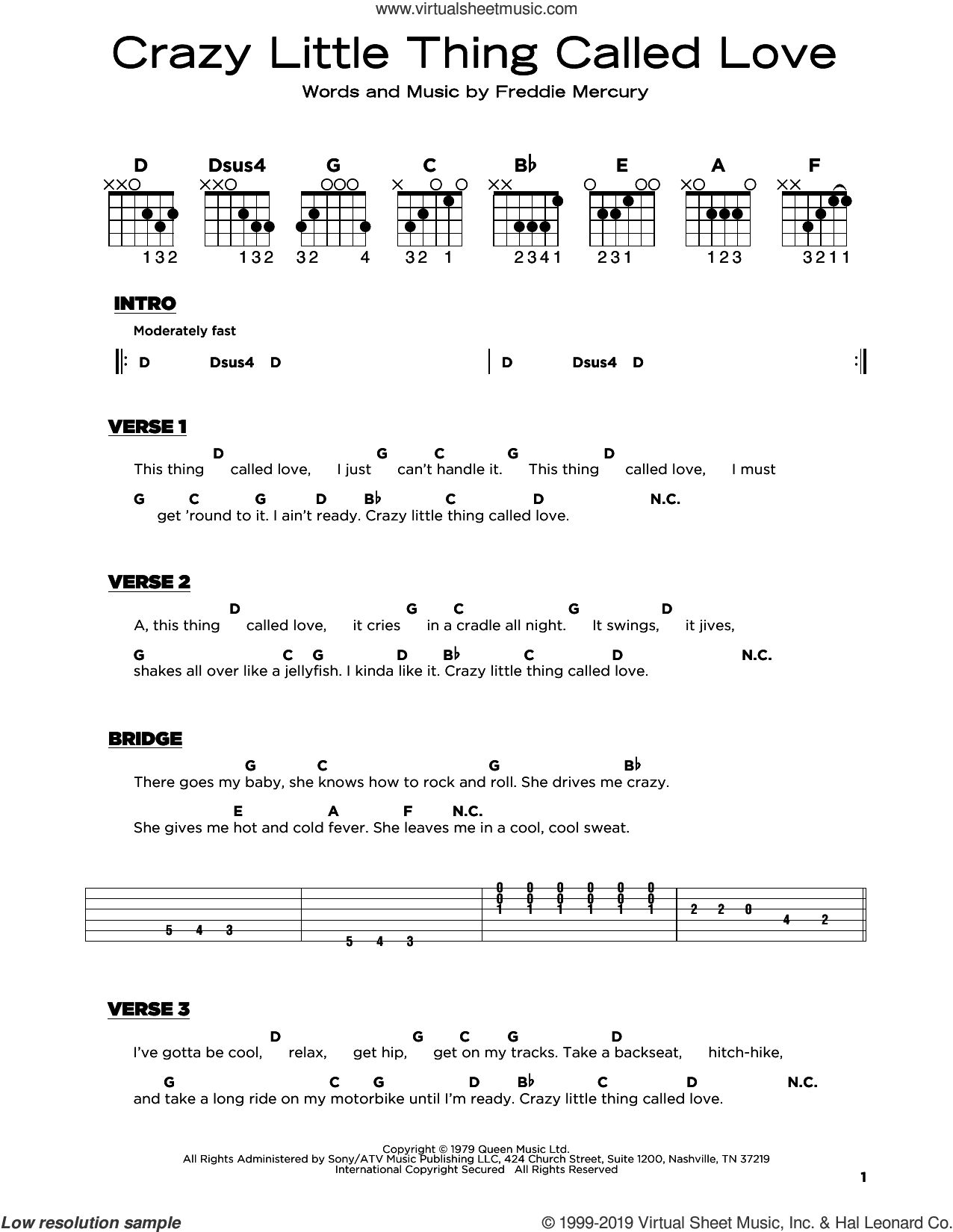 Crazy Little Thing Called Love, (beginner)