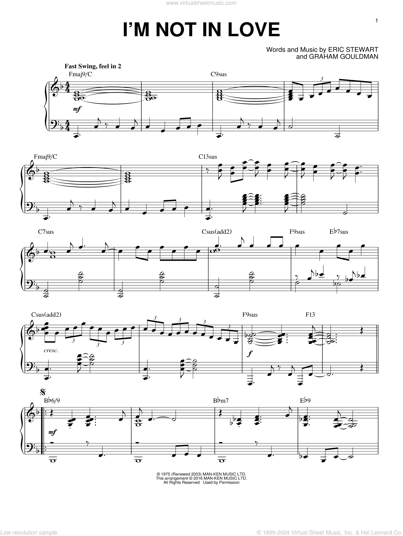 I'm Not In Love [Jazz version] (arr. Brent Edstrom)