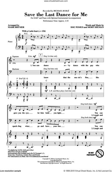 Save The Last Dance For Me (arr. Mark Brymer)