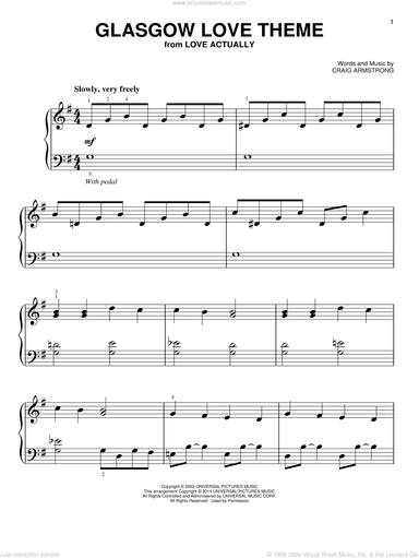 Glasgow Love Theme (from Love Actually), (easy)