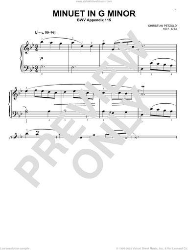 Minuet In G Minor, BWV Anh. 115
