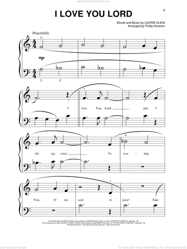I Love You Lord (arr. Phillip Keveren)