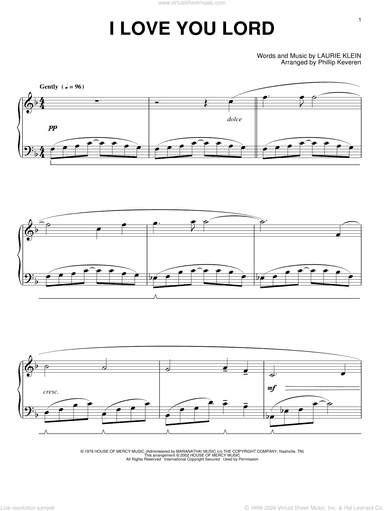 I Love You Lord (arr. Phillip Keveren)