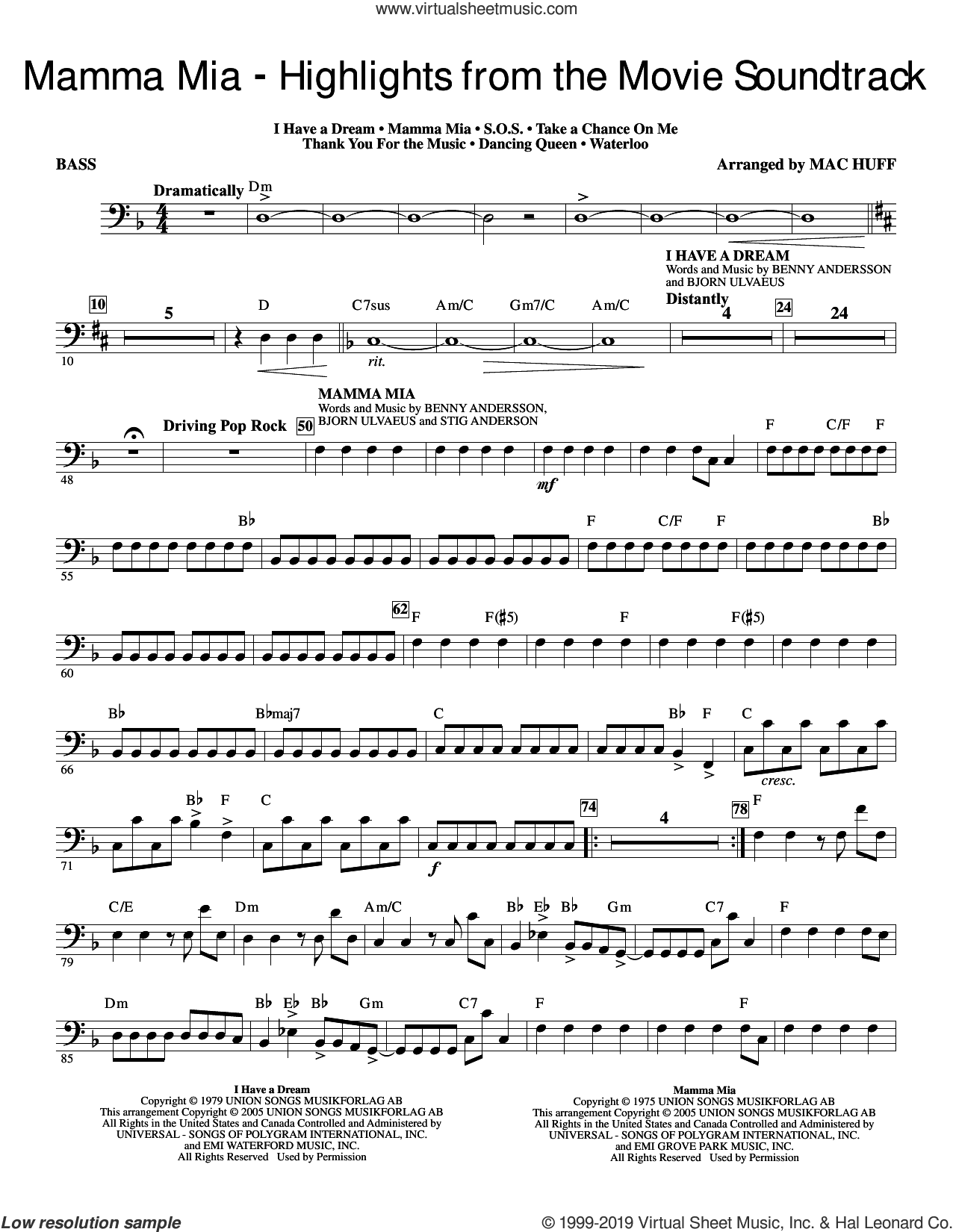 Mamma Mia!, highlights from the movie soundtrack (arr. mac huff)