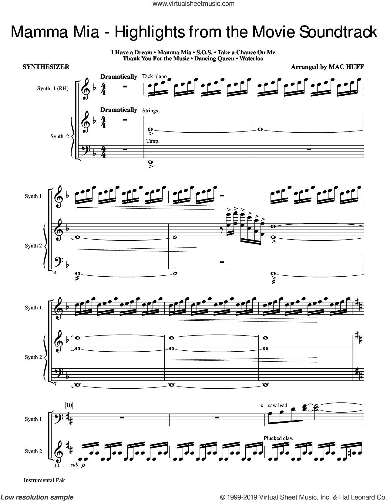 Mamma Mia!, highlights from the movie soundtrack (arr. mac huff)