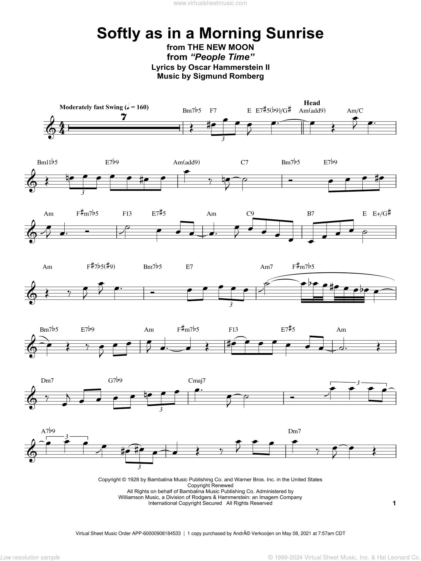 Softly As In A Morning Sunrise (from The New Moon)