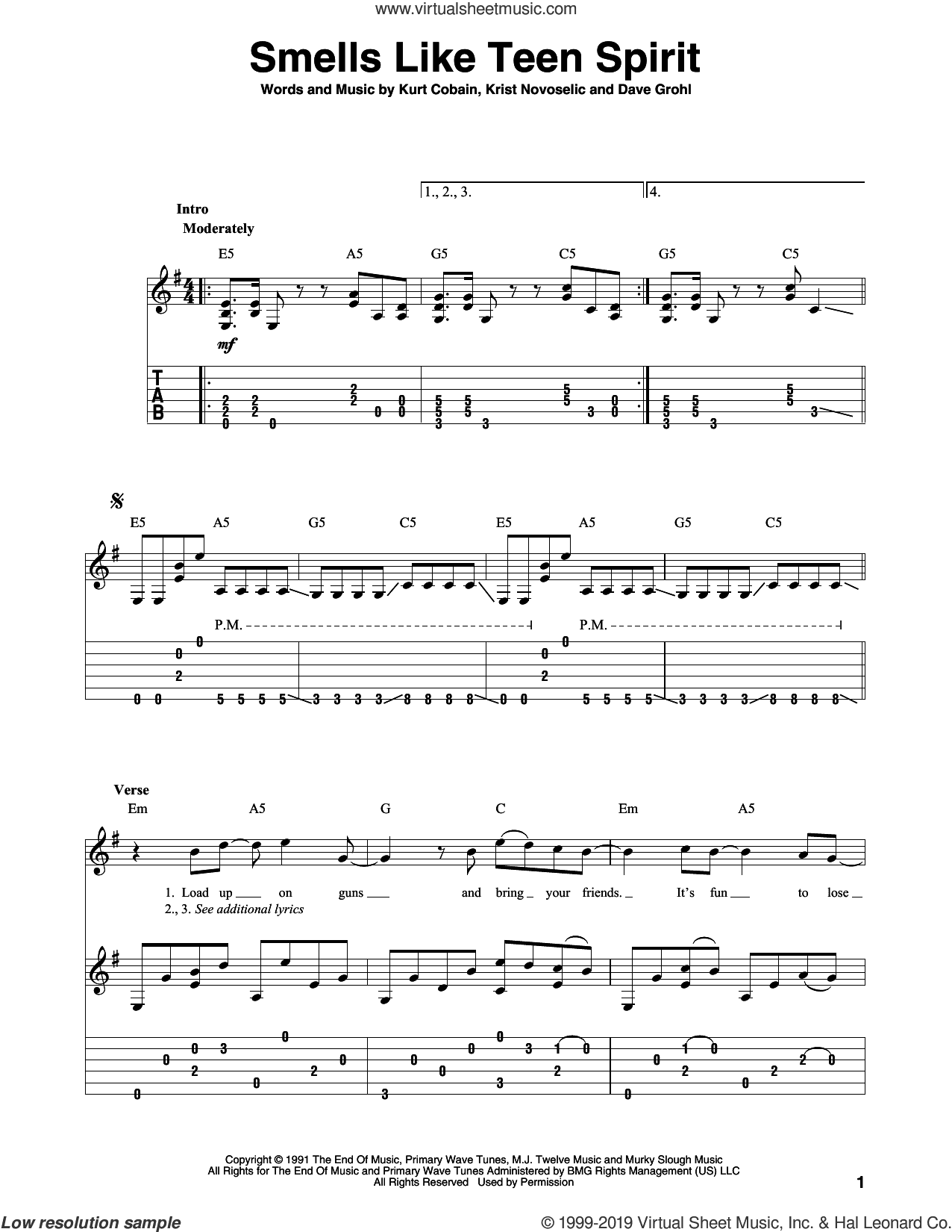 Smells Like Teen Spirit, (intermediate)