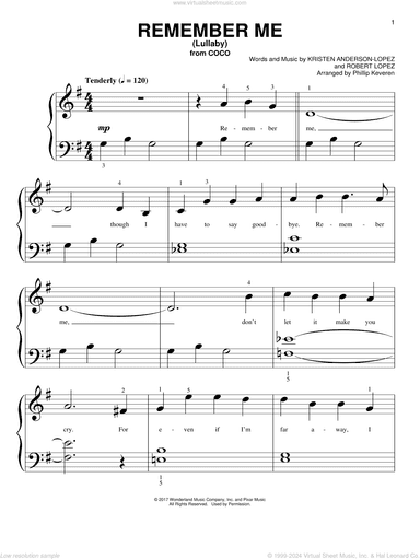 Remember Me (Lullaby) (from Coco) (arr. Phillip Keveren)