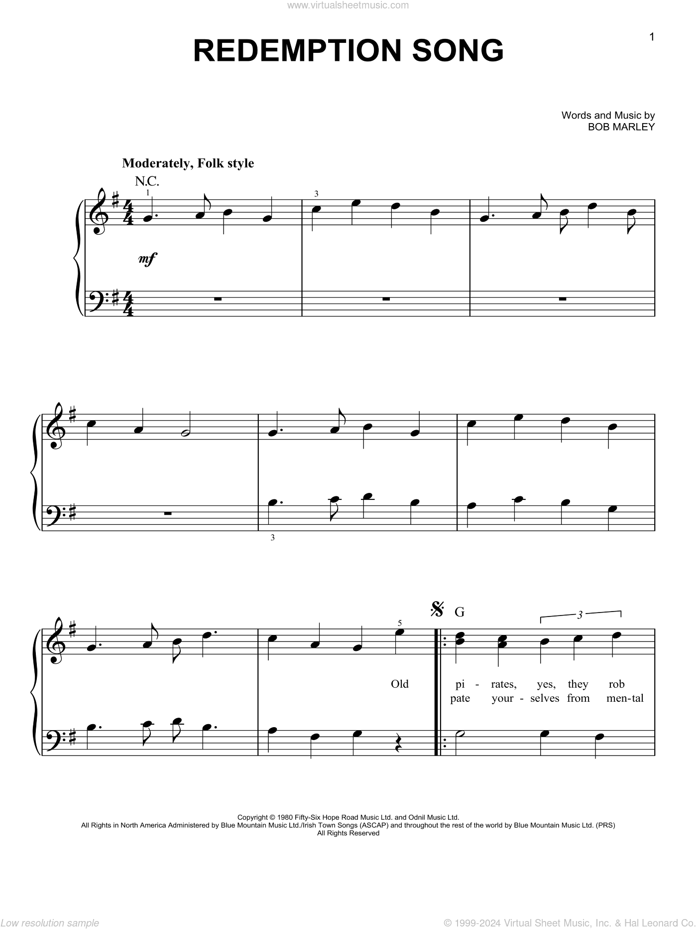 Redemption Song, (beginner)