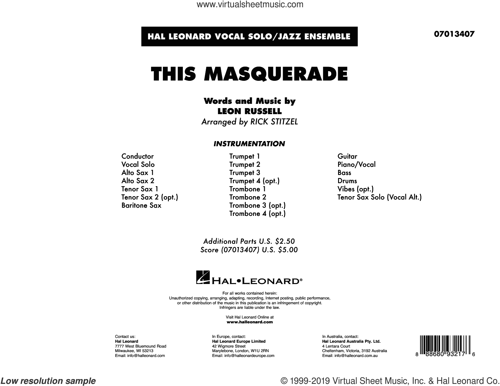 This Masquerade (arr. Rick Stitzel) (COMPLETE)