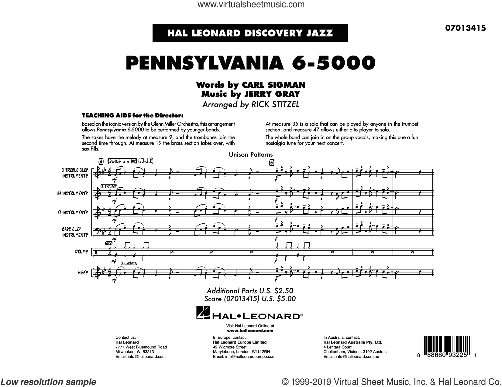 Pennsylvania 6-5000 (arr. Rick Stitzel) (COMPLETE)