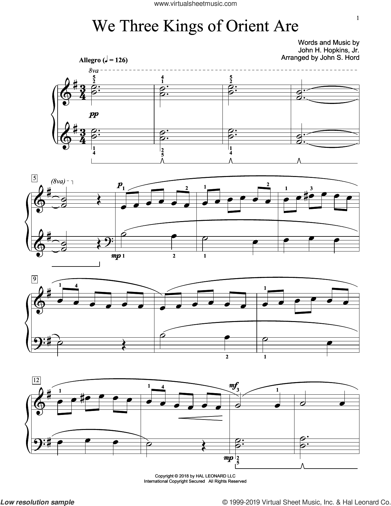 We Three Kings Of Orient Are (arr. John S. Hord)