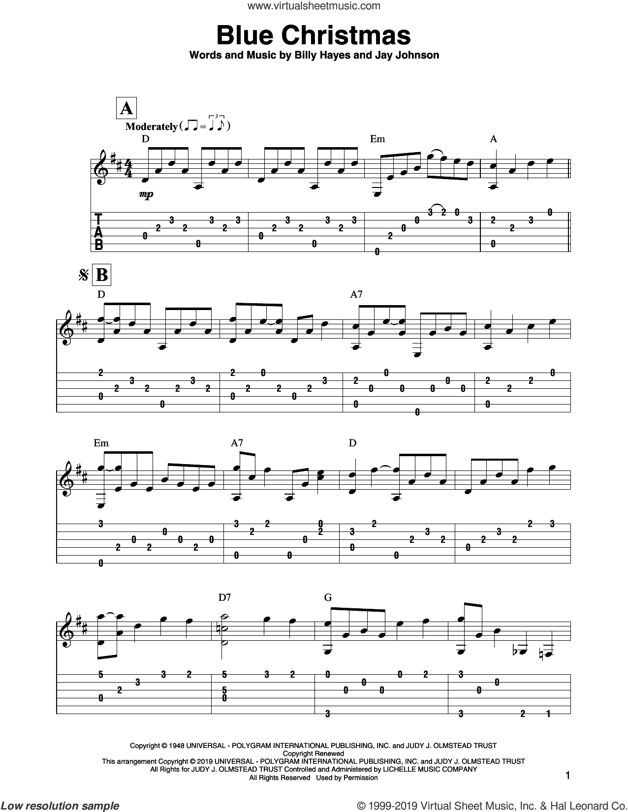 Blue Christmas, (intermediate)