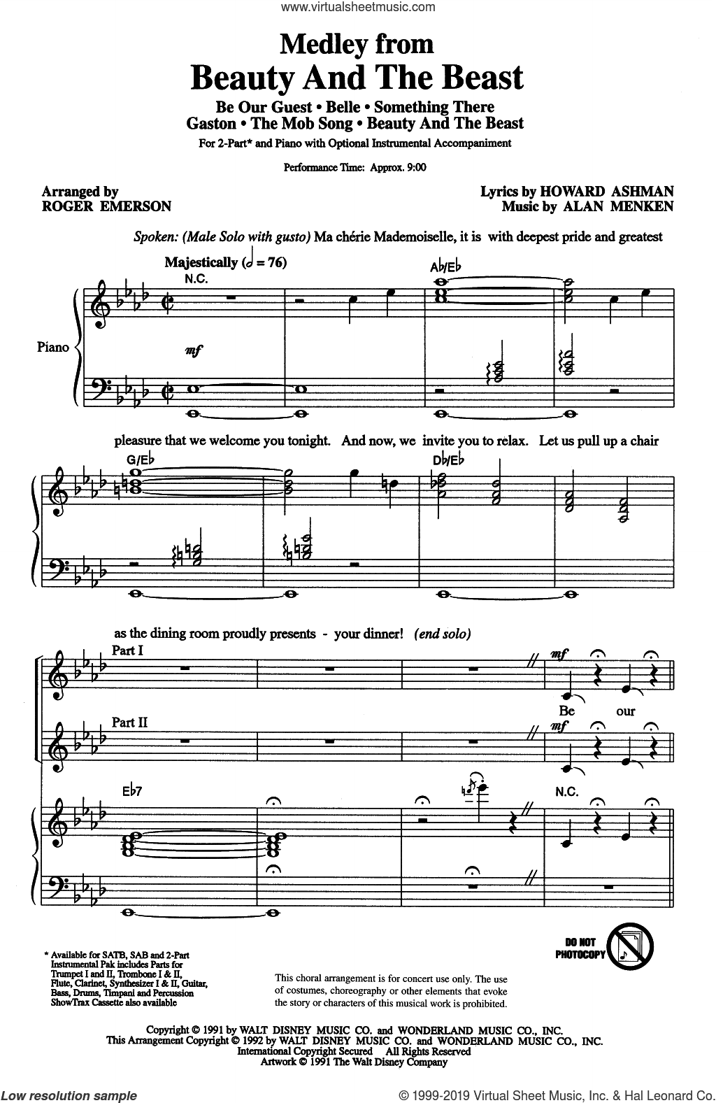 Beauty And The Beast (Medley) (arr. Roger Emerson)