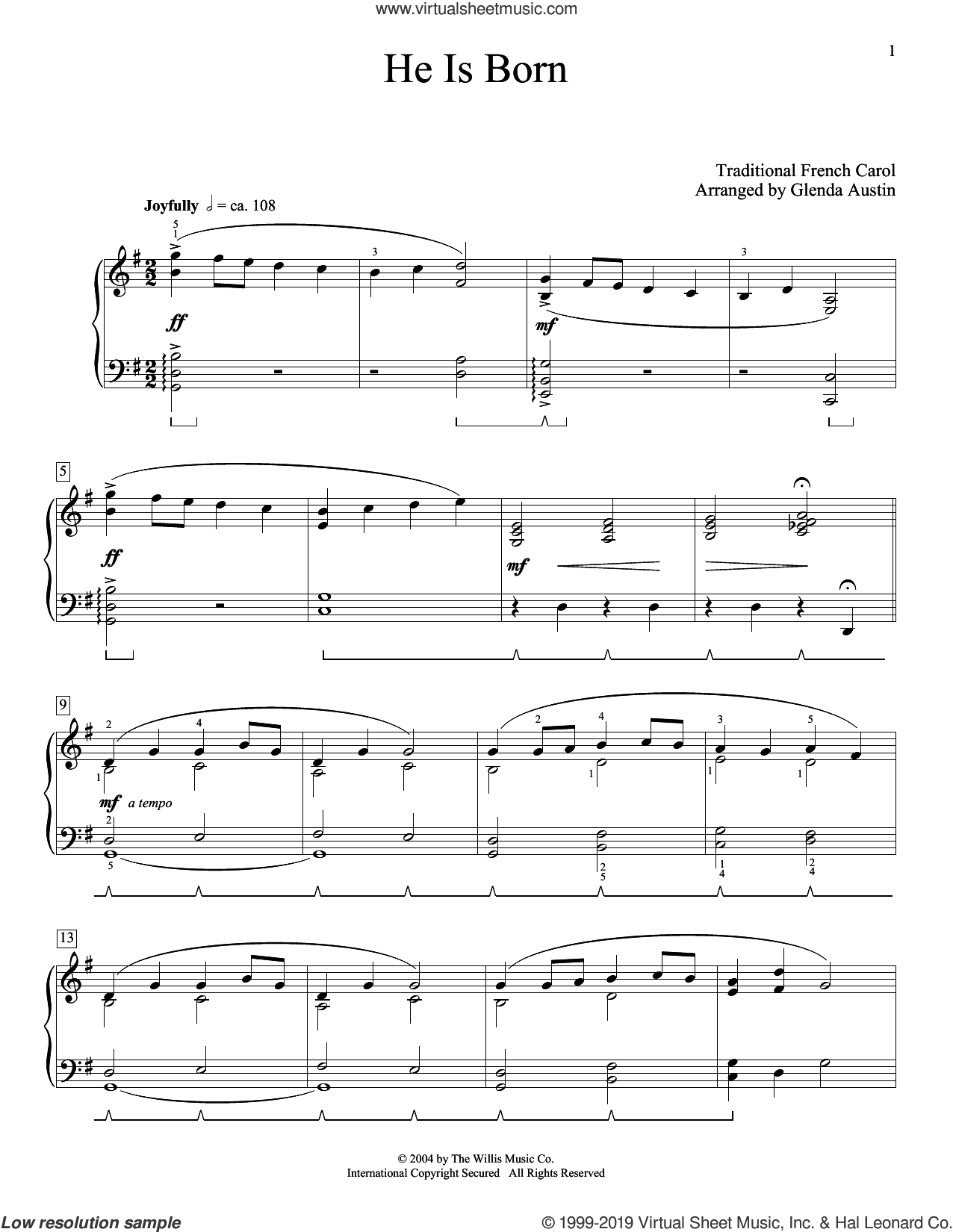 He Is Born (arr. Glenda Austin)