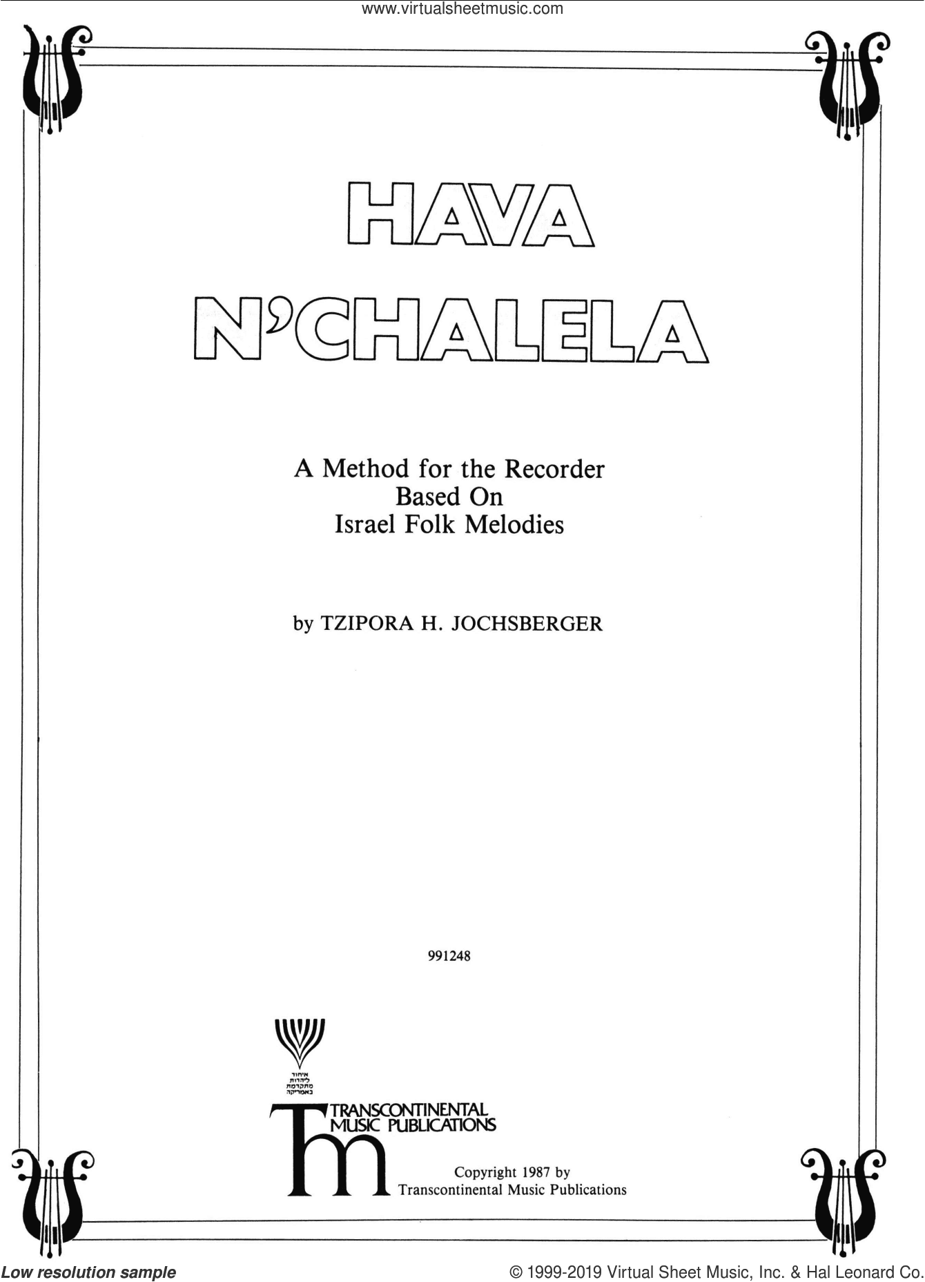 Hava N'Chalela (A Method for the Recorder Based On Israel Folk Melodies)