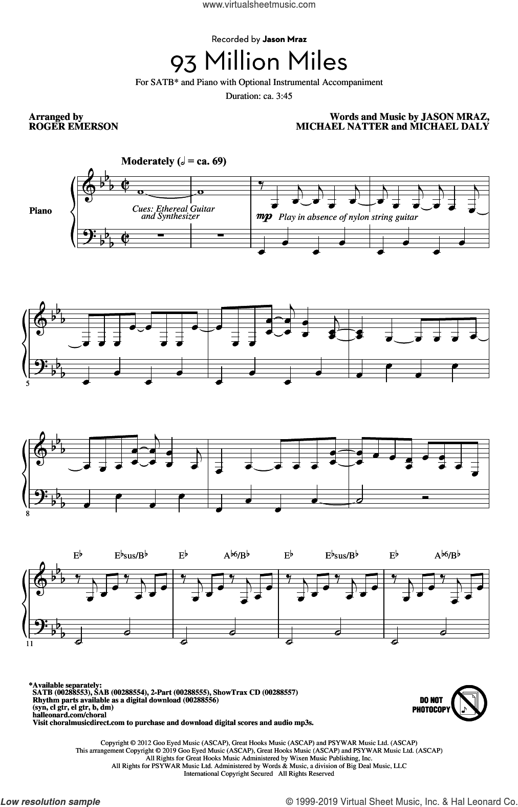 93 Million Miles (arr. Roger Emerson)