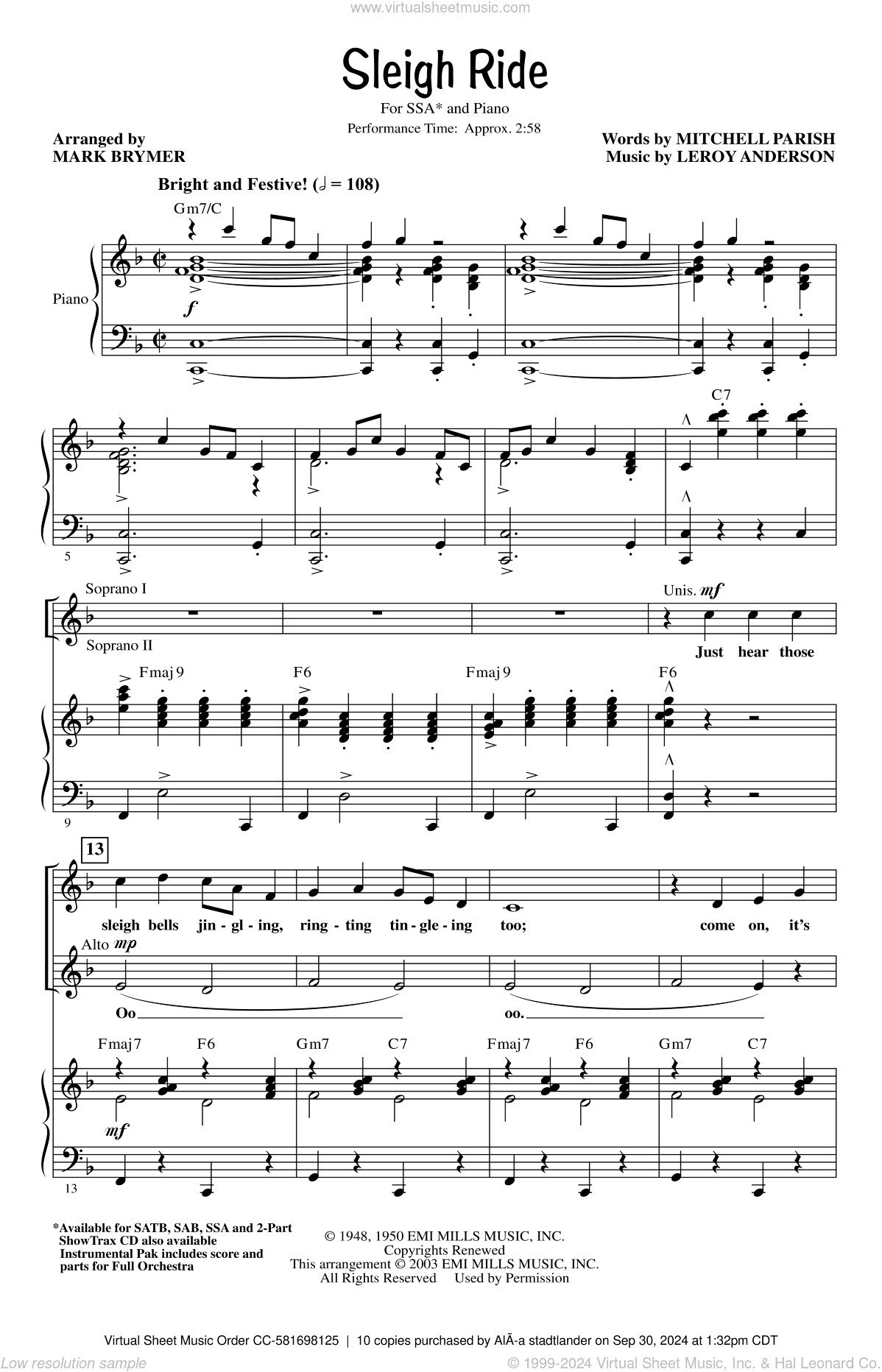 Sleigh Ride (arr. Mark Brymer)