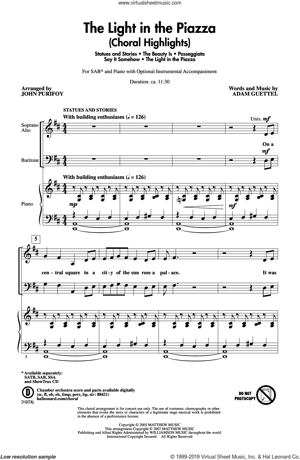 The Light In The Piazza (Choral Highlights) (arr. John Purifoy)