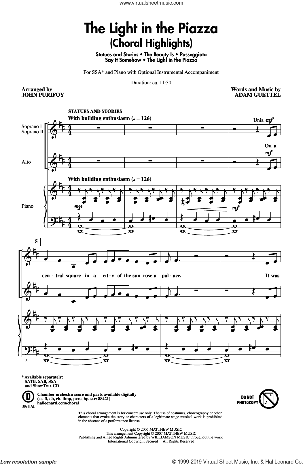 The Light In The Piazza (Choral Highlights) (arr. John Purifoy)