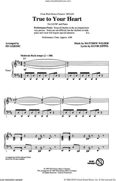 True To Your Heart (from Mulan) (arr. Ed Lojeski)
