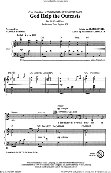 God Help The Outcasts (from The Hunchback Of Notre Dame) (arr. Audrey Snyder)
