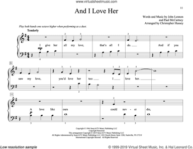And I Love Her (arr. Christopher Hussey)