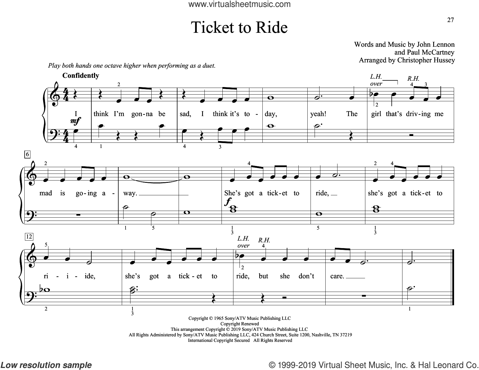 Ticket To Ride (arr. Christopher Hussey)