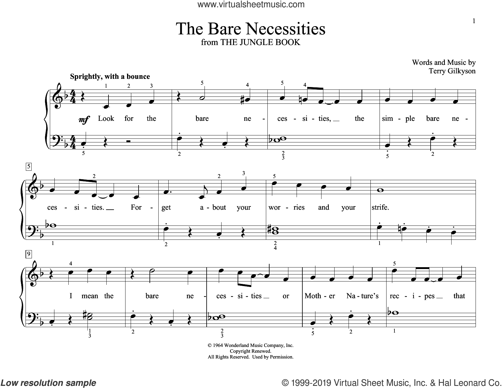 The Bare Necessities (from Disney's The Jungle Book) (arr. Christopher Hussey)