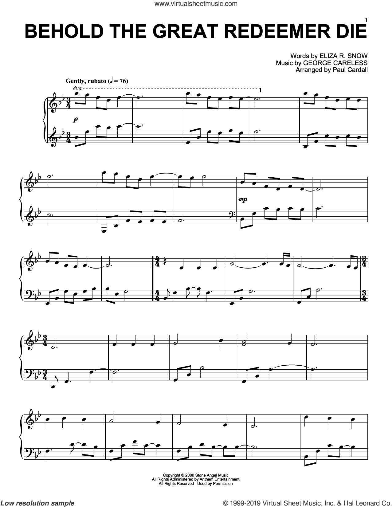 Behold The Great Redeemer Die (arr. Paul Cardall)