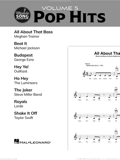 Ukulele Song Collection, Volume 5: Pop Hits