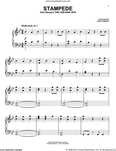 Stampede (from The Lion King 2019), (easy)
