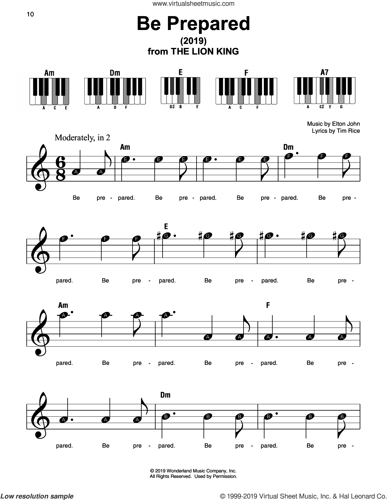 Be Prepared (from The Lion King 2019), (beginner)