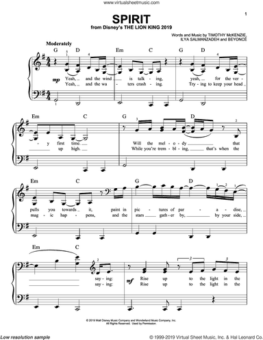 Spirit (from The Lion King 2019), (easy)