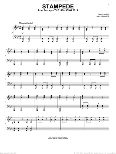 Stampede (from The Lion King 2019), (intermediate)