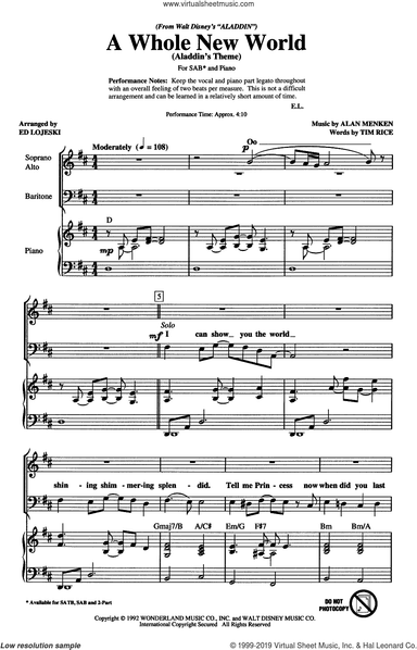 A Whole New World (Aladdin's Theme) (from Aladdin) (arr. Ed Lojeski)