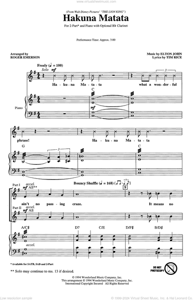 Hakuna Matata (from The Lion King) (arr. Roger Emerson)