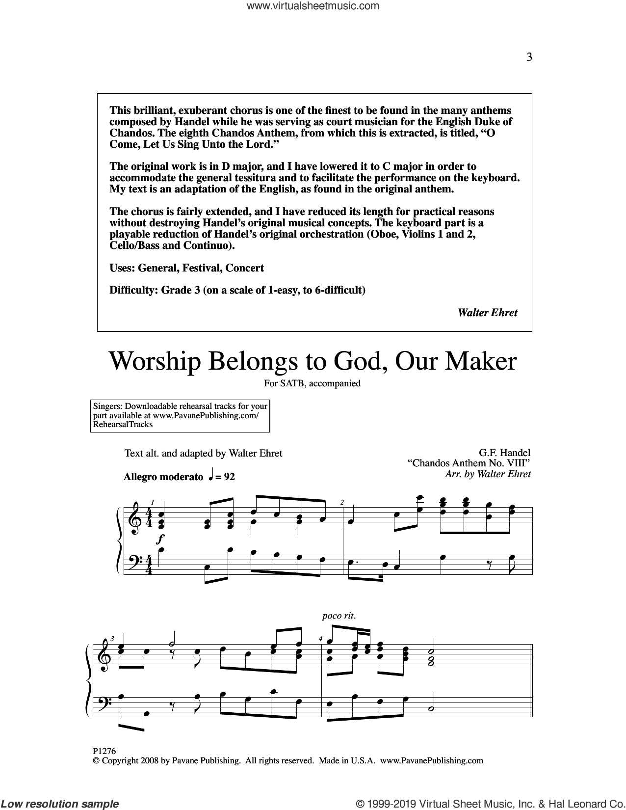 Worship Belongs to God, Our Maker (arr. Walter Ehret)