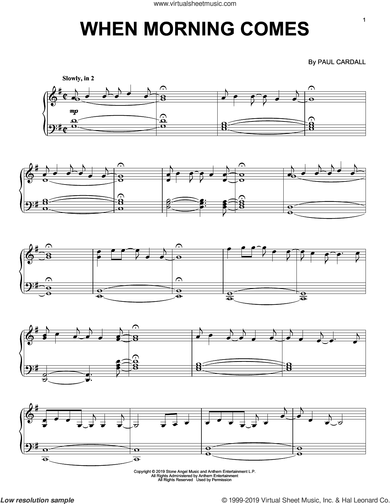 When Morning Comes, (intermediate)