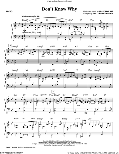 Don't Know Why (arr. Paris Rutherford) (complete set of parts)