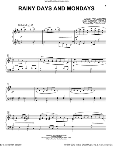 Rainy Days And Mondays (arr. Phillip Keveren)