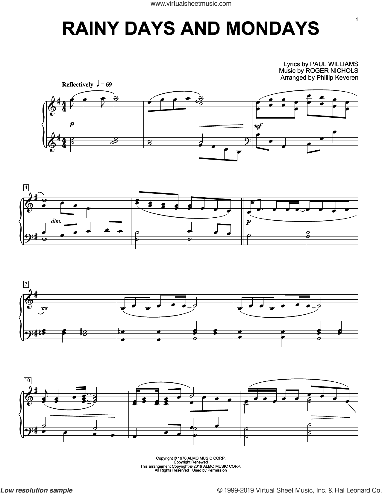 Rainy Days And Mondays (arr. Phillip Keveren)