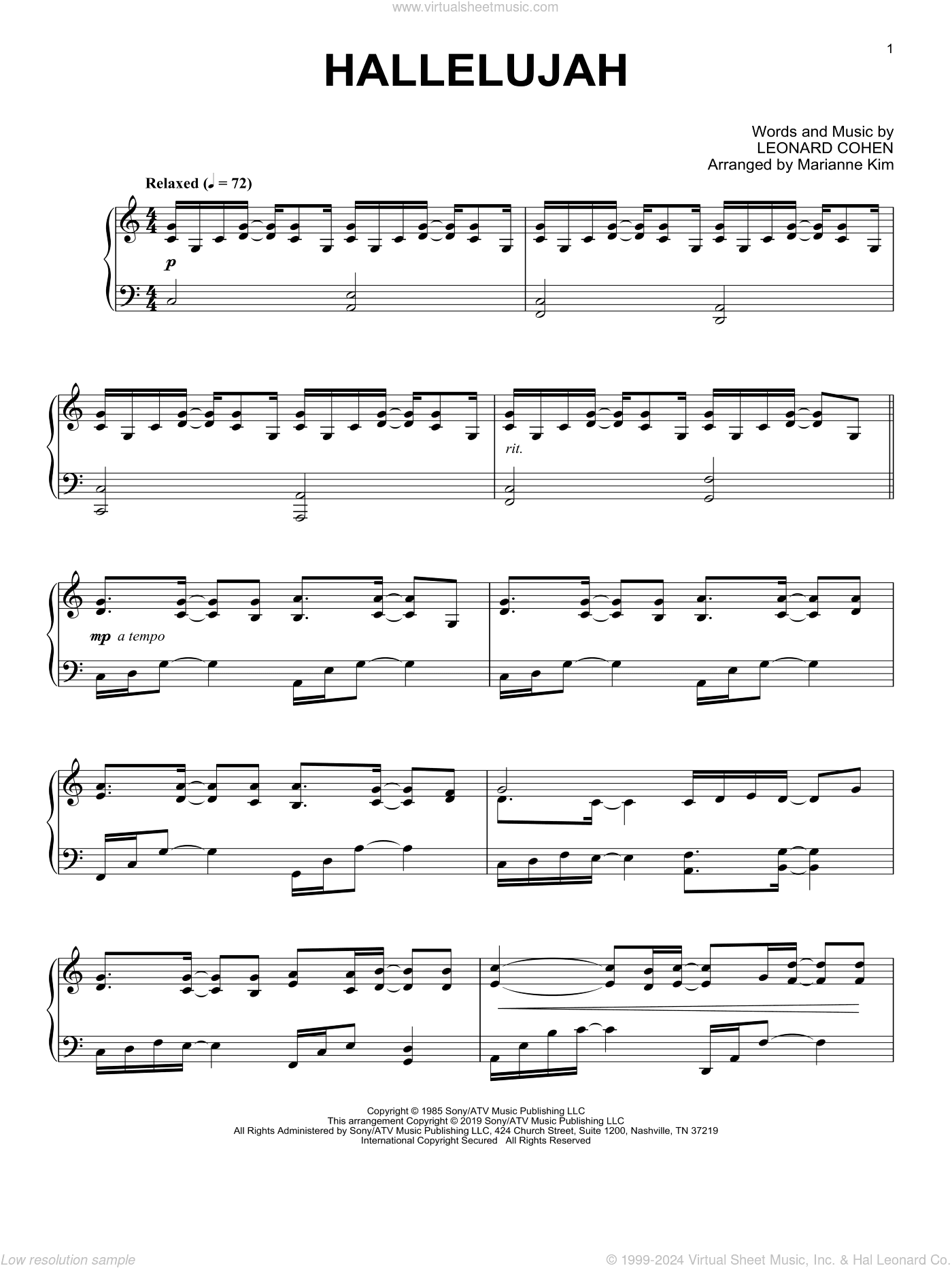 Hallelujah (arr. Marianne Kim)