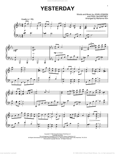 Yesterday (arr. Marianne Kim)