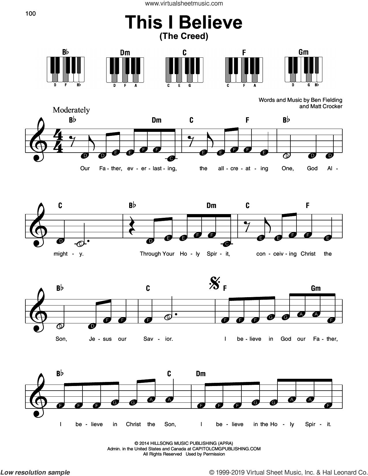 This I Believe (The Creed), (beginner)